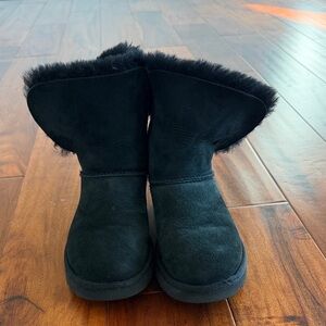 UGG Black Suede Boots with Fur Lining